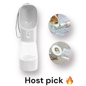 Dog Water Bottle for Walking, Dog Travel Water Dispenser with Food Container